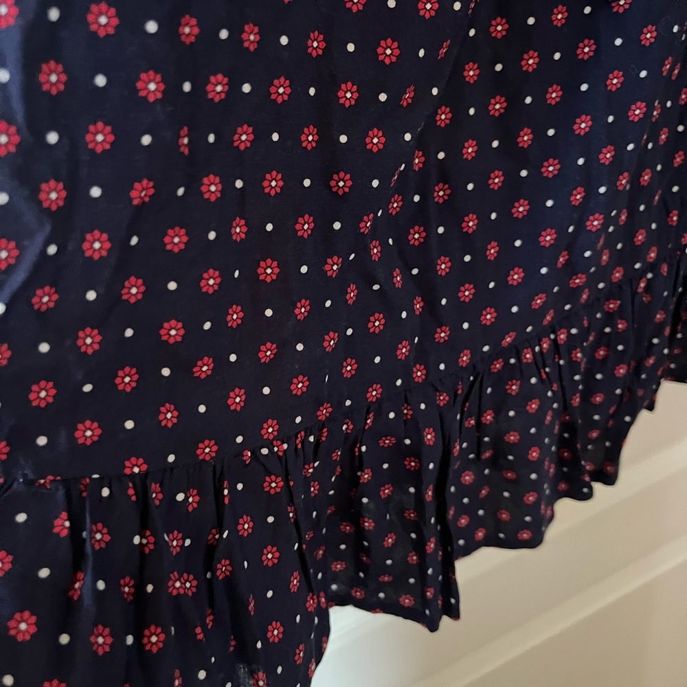 Draper James Navy with Red Flower Polka Dots Dress, Rayon Women’s size Small - Picture 5 of 15